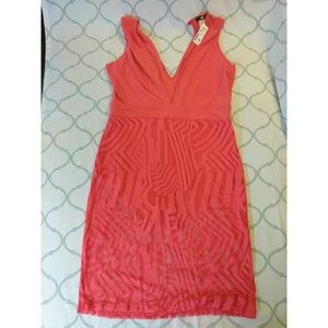 Orange fitted v neck dress